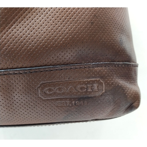 Coach Brown Leather Briefcase Messenger Zipper Closure Crossbody Bag - Picture 3 of 16